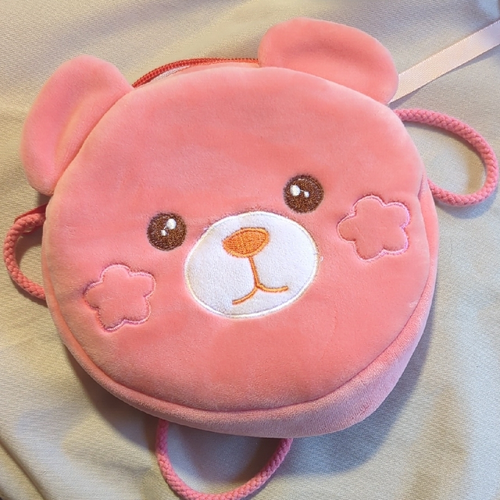 Wonder Nation Pink and White Bear Plush Bag